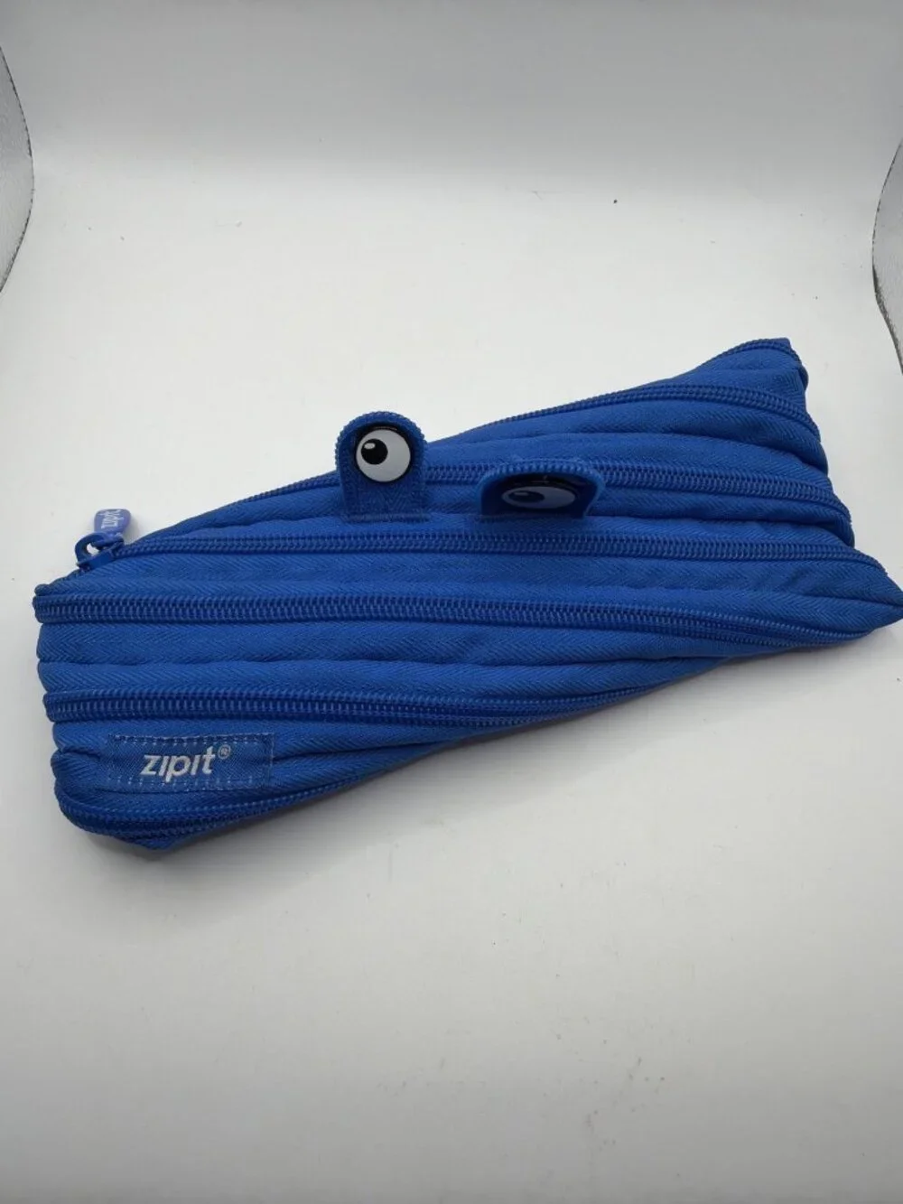 Zipit Blue Monster Zipper Pouch Pencil Case 100% Polyester Machine Washable Fun